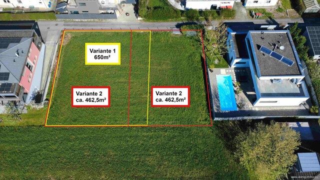 Flexibles Baugrundstück in Dornbirn-Rohrbach: 650 m² oder 2 × 462,5 m²