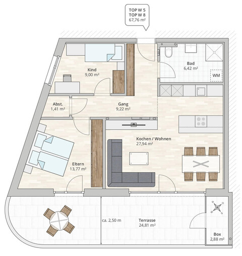 3-Zi-Terrassenwohnung TOP 5 in Röthis, Treietstraße 67