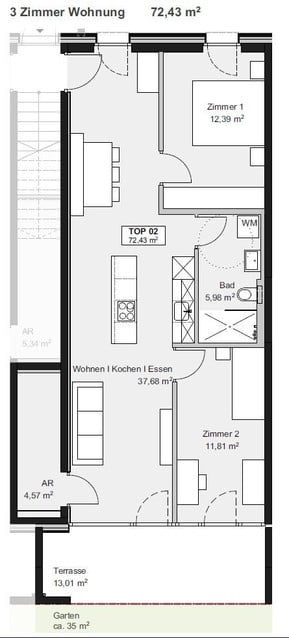 3 Zimmer Gartenwohnung | D02