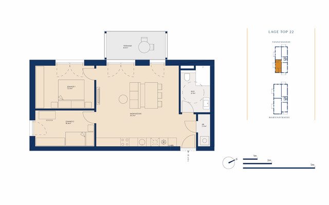 Top 22 Haus 2  |  3-Zimmer-Eck-Dachterrassen-Whg. Marienstraße 10 + 10a in Feldkirch-Gisingen zu verkaufen!