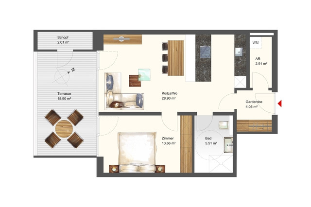 Naturnahes Wohnen! 2-Zimmer-Dachgeschosswohnung W15 in Hörbranz!