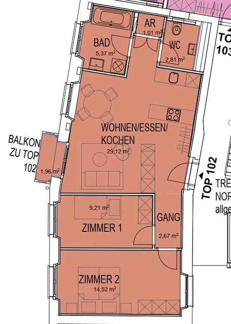Helle 3-Zimmerwohnung in zentraler Lage in Dornbirn zu vermieten