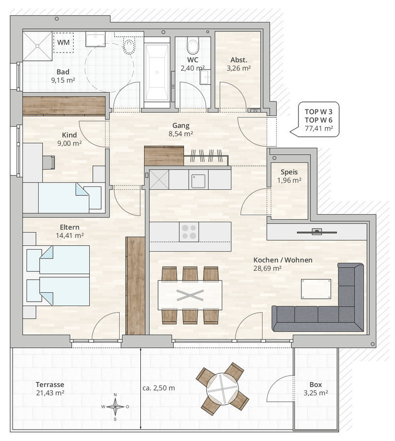 3-Zi-Terrassenwohnung TOP 3 in Mäder, Fenkern 2