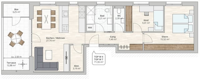 3-Zi-Terrassenwohnung TOP 4 in Mäder, Fenkern 2