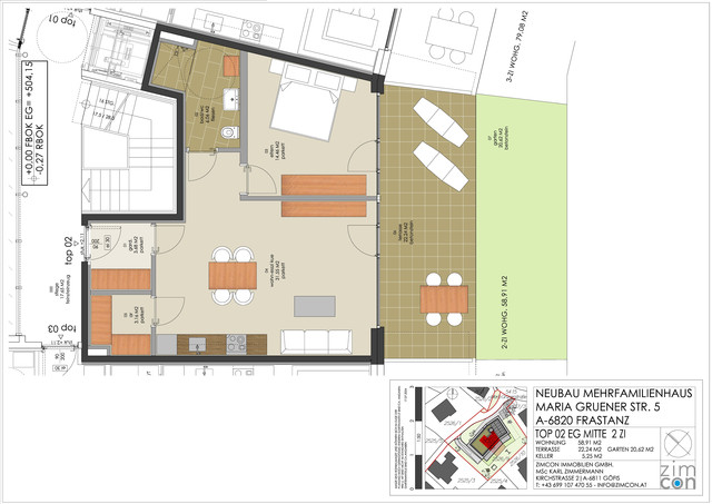 2 Zi Gartenwohnung ab € 1.000,- mtl. Top 2