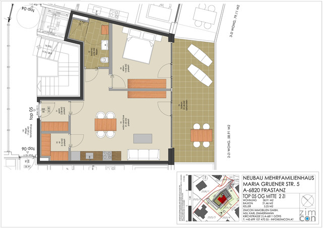 2-Zimmer Terrassenwohnung ab € 990,- mtl. Top 5