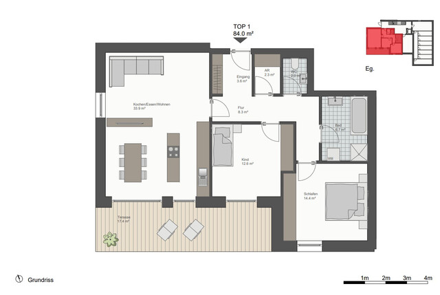 Hochwertige Gartenwohnung in Neubau (2023)