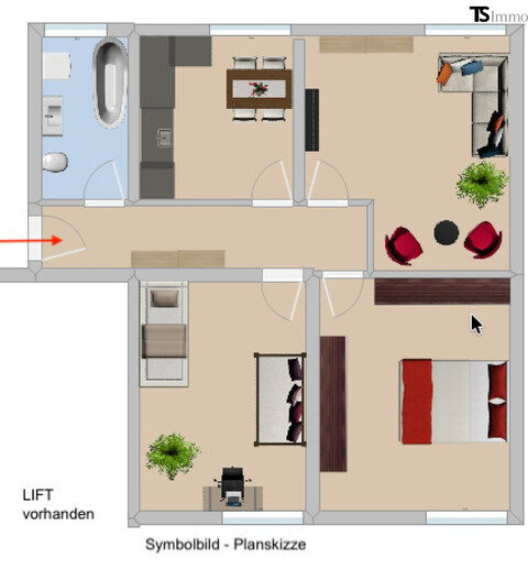 Rankweil: 3,5-Zimmer-Dachgeschoss-Wohnung, ca. 84 m², Lift, Stellplatz