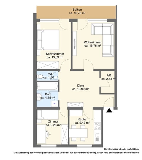 Helle 3-Zimmer Wohnung in Zentrumsnähe