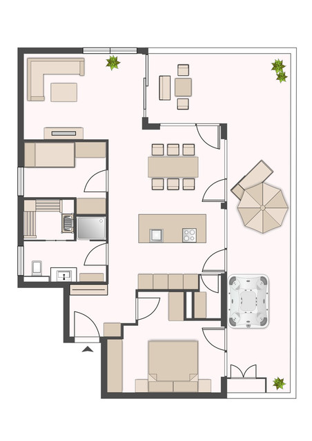 Exklusive 3-Zimmer-Dachterrassenwohnung mit Sauna und Whirlpool