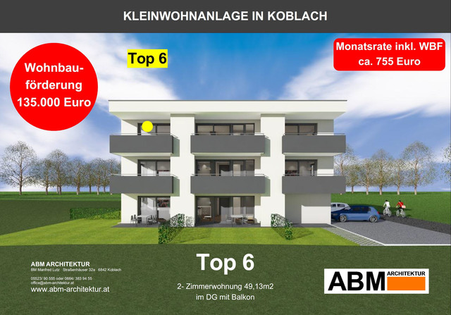 2-Zimmerwohnung im Dachgeschoss- Top 6 -          Monatsrate inkl. WBF ca. 755 Euro