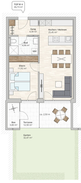 2-Zi-Gartenwohnung TOP 4 in Rankweil-Brederis, Korngasse 5