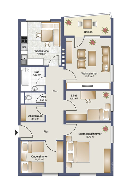 4,5-Zimmer-Wohnung mit Balkon in Dornbirn