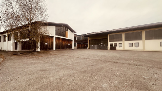 362 m² ebenerdige, stützenfreie, helle Multifunktions-Halle; 750m² asphaltierte Freifläche (sep. anmietbar) in Lauterach, Autobahnnähe