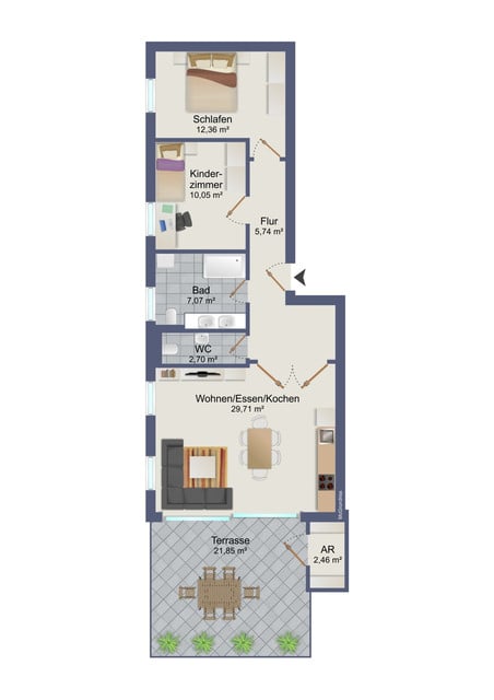 3-Zimmer-Wohnung mit großer Terrasse in Dornbirn