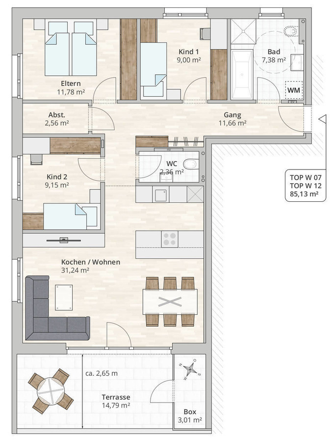 kurzfristig beziehbar! 4-Zi-Terrassenwohnung TOP 7 in Frastanz, Beim Feldgatter 5 - Übergabe im Herbst/Winter 2024!