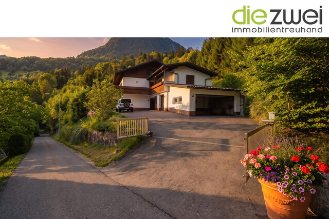 Naturidyll mit Weitblick in Frastanz: EFH auf 2.170 m² Grund, flexible Nutzung, Studio & Großgarage