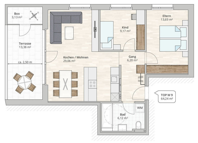 3-Zi-Dachgeschosswohnung TOP 9 in Rankweil-Brederis, Wollgrasweg 4