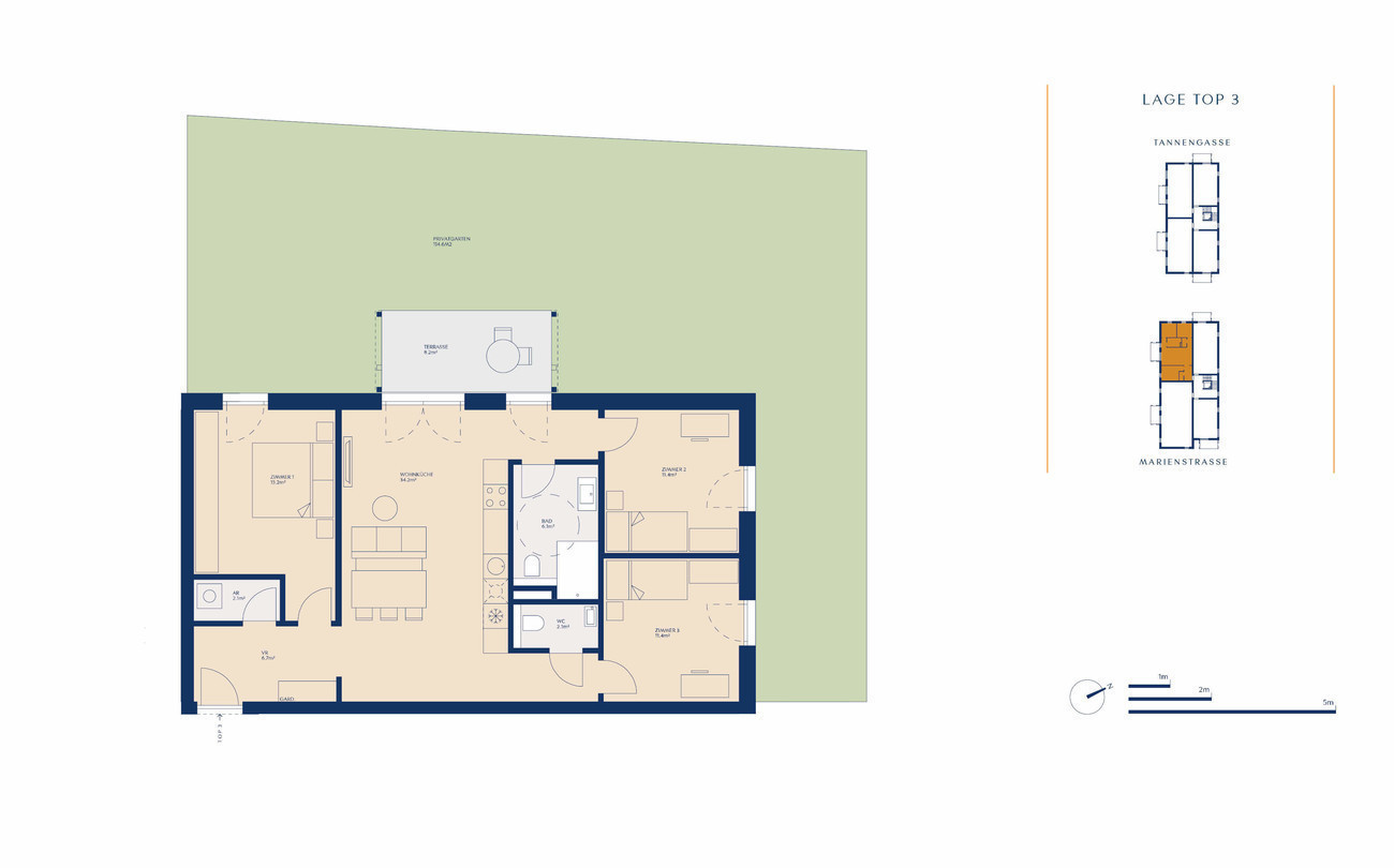 Top 03 Haus 1 bezugsfertig!  |  Herrliche 4-Zimmer-Garten-Whg. Marienstraße 10 + 10a in Gisingen zu verkaufen!