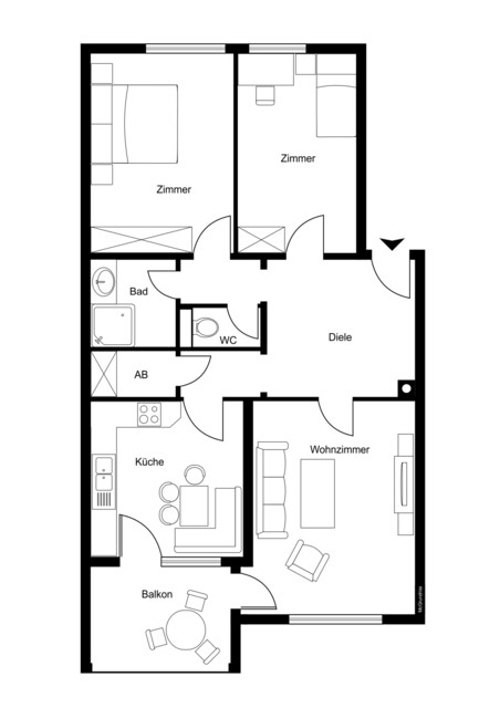 Attraktive 3-Zimmer-Wohnung mit Balkon und herrlichem Weitblick