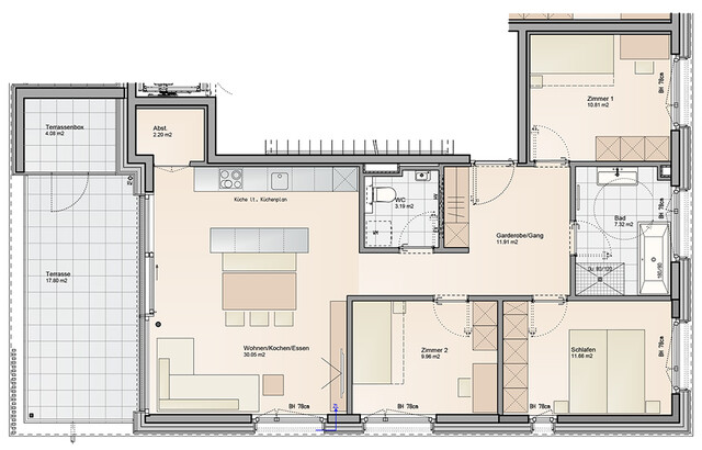 Familienwohnung nahe Bodensee: 4-Zimmer Terrassenwohnung mit Wohnbauförderung (Top B06)