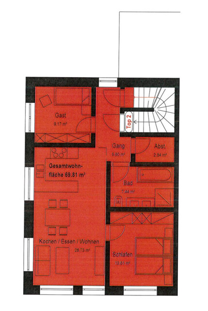 Koblach: Moderne 3-Zimmer-Maisonettwohnung mit riesiger Dachgeschoss-Terrasse!