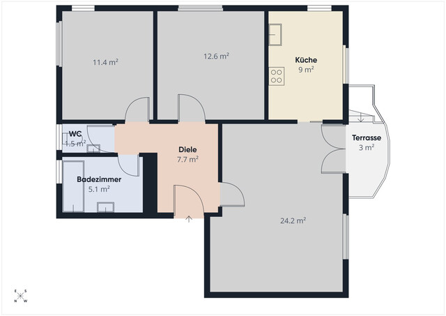 Gepflegte 3-Zimmer-Gartenwohnung mit Südwestausrichtung, Garage und großem Kellerabteil in Feldkirch-Tisis