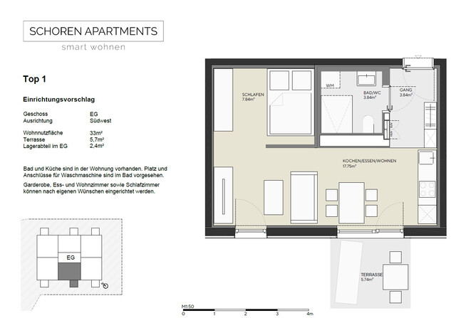 Neubau 1,5-Zimmer-Apartment im Erdgeschoss mit Relax-Terrasse in Top Lage nähe Messepark in Dornbirn