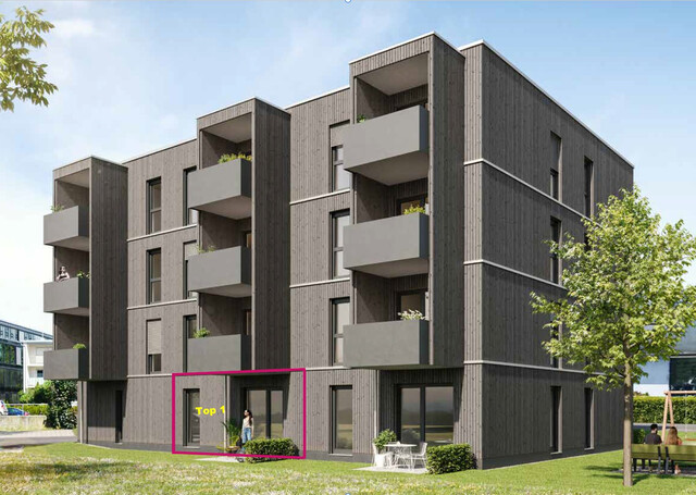 Neubau 1,5-Zimmer-Apartment im Erdgeschoss mit Relax-Terrasse in Top Lage nähe Messepark in Dornbirn