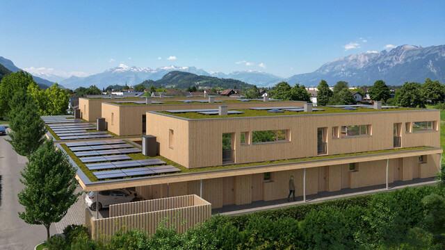 NEU - Feldkirch Gisingen Guldenäcker - Vollholz Reihenhaus mit 5 Zimmer, Garten und Carport, Top Lage