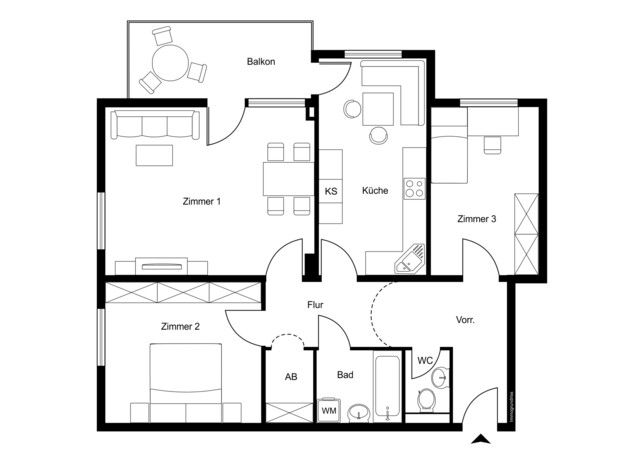 Wohnen in Seenähe – Ruhige 3-Zimmer-Wohnung mit Balkon