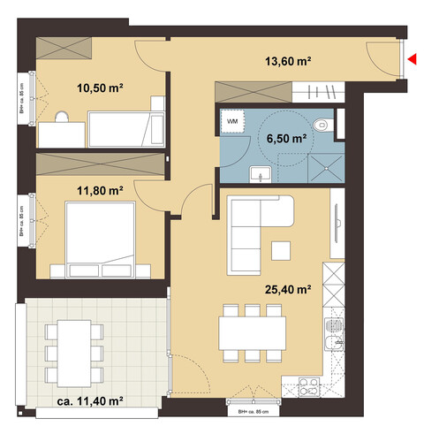 Helle 3-Zimmer-Terrassenwohnung | A12