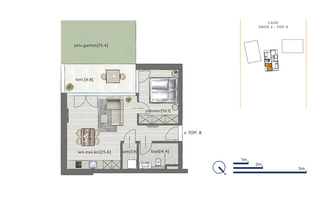 Top 08-HA2  |  Sonnige 2-Zimmer-Garten-Wohnung in Götzis-Steig 18