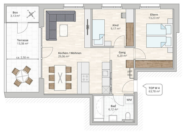 3-Zi-Terrassenwohnung TOP 4 in Rankweil-Brederis, Wollgrasweg 4