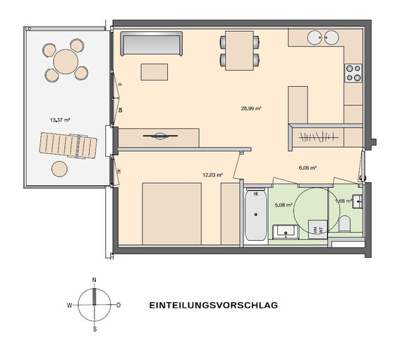 Lustenau: Schöne 2-Zimmer-Terrassenwohnung in Zentrumslage zu vermieten