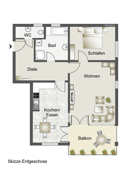 Großzügige 2-Zimmer-Dachgeschosswohnung