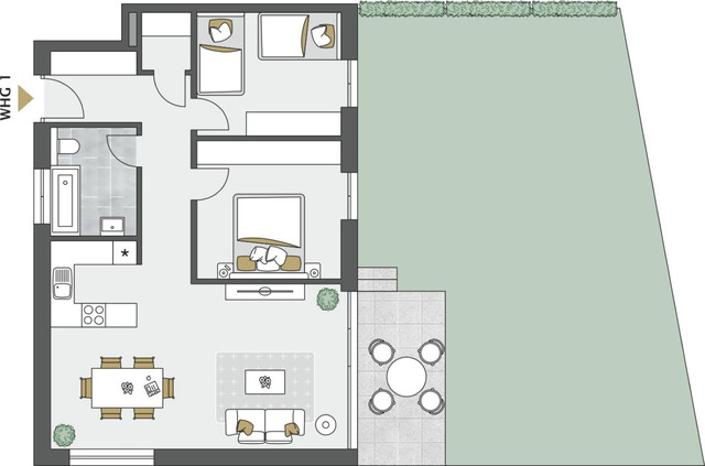 Moderne, helle 3 Zimmer Gartenwohnung, bezugsfertig in sonniger, ruhiger Lage in Dornbirn