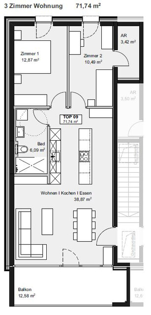 3-Zimmer Dachgeschosswohnung im Naherholungsgebiet | Top B09