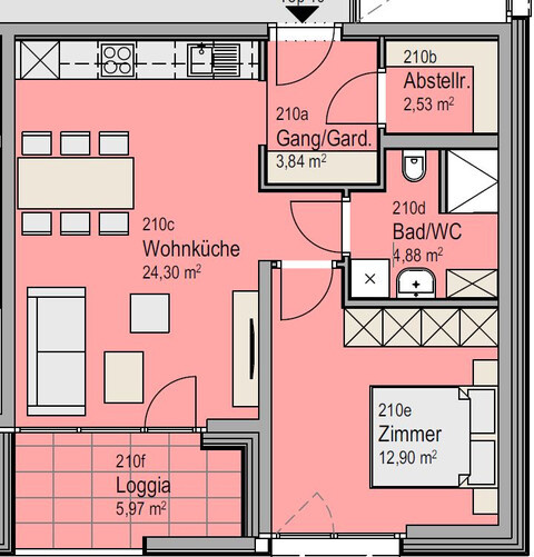 Dornbirn – 2-Zimmer-Wohnung im 2. OG mit ca. 49 m²