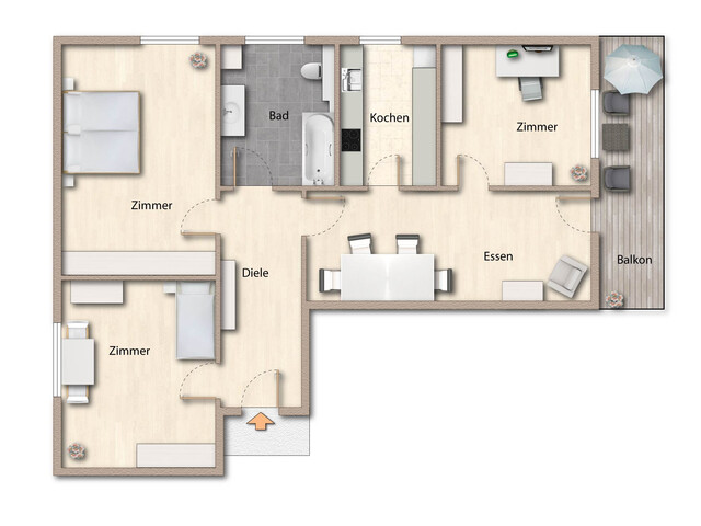 Flexibel nutzbare 4 Zimmer Wohnung mit Bergblick, Balkon und Garage in Feldkirch