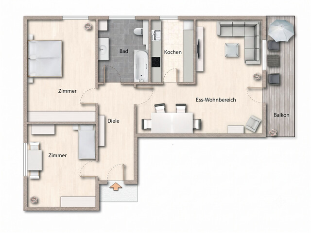 Flexibel nutzbare 4 Zimmer Wohnung mit Bergblick, Balkon und Garage in Feldkirch
