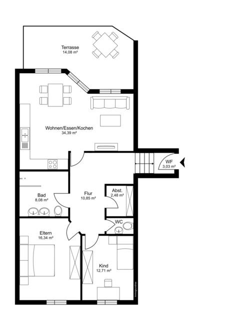 Hochwertig sanierte 3-Zimmer Gartenwohnung!