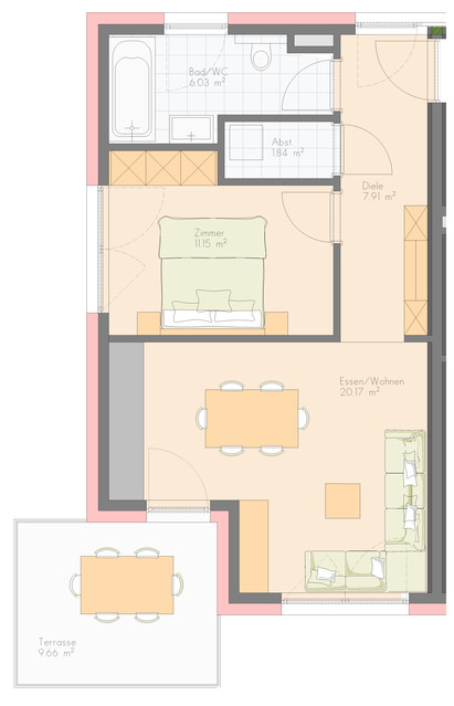 Großzügige 2-Zimmer-Dachgeschosswohnung, TOP 07, Kleinwohnanlage mit nur 9 Wohneinheiten im Hatlerdorf