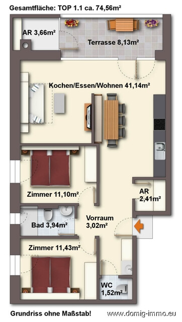 Exklusive 3 Zimmer Ferienwohnung mit 4* Niveau in Wald am Arlberg im Resort Zapfig-Living! 1.OG Top1