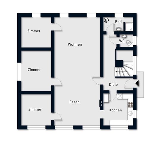 Sanierungsbedürftiges Haus auf großem Grundstück