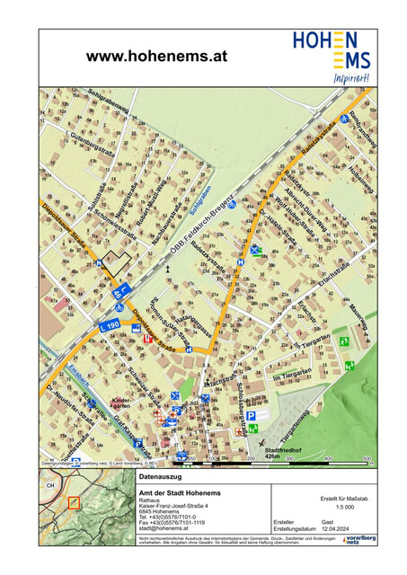 Grundstück in Top-Lage von Hohenems wartet auf Ihr Projekt - ca. 2600 m² für Wohn- und Gewerbebebauung
