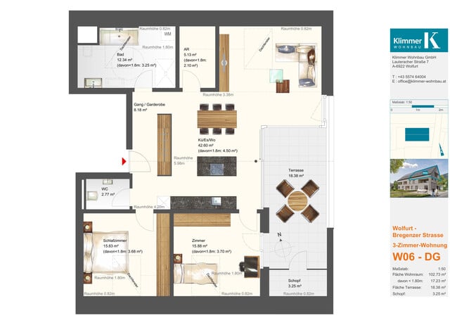 Modernes Wohnen an der Oberen Straße: 3-Zimmer-Wohnung Dachgeschoss W06