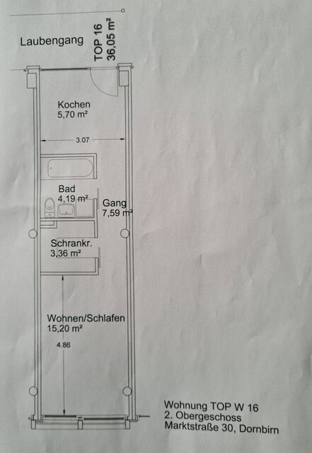 PRIVAT: Dornbirn Zentrum -  Helle 1-Zimmerwohnung ab Juni