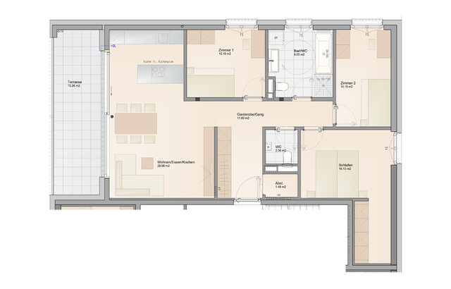 Baustart fixiert! 4-Zimmer Terrassenwohnung mit optimaler Raumaufteilung (Top B04)