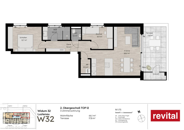 1A-Lage von Lustenau - Ruhige und Zentrale Terrassenwohnung - Top 12